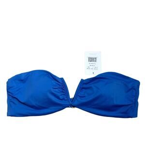 NWT Andie Swim The Scala Top Sleeveless Strapless V Neck Blue Bikini Large